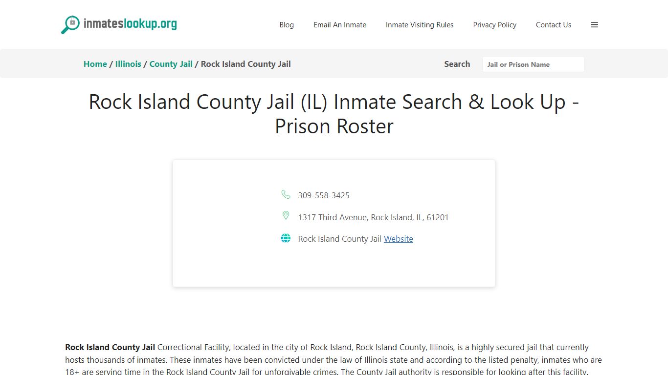 Rock Island County Jail (IL) Inmate Search & Look Up - Prison Roster