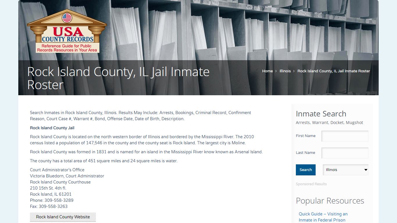 Rock Island County, IL Jail Inmate Roster | Name Search